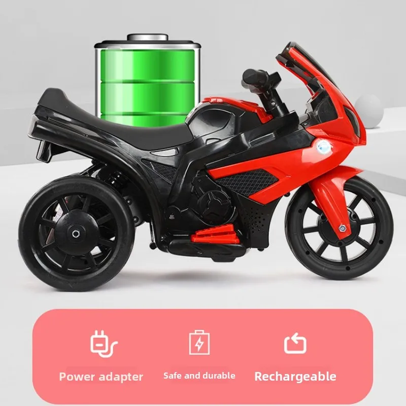 دراجة نارية كهربائية للأطفال على سيارة لعبة مع ضوء موسيقي، محرك قوي، هيكل ثابت بثلاث عجلات، بطارية قابلة لإعادة الشحن