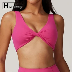 Hearuisavy Scrunch Yoga Underwear Quick-Dry Yoga Clothes Running Sports Bra Workout Brassiere Fitness Push up Gym Top Women