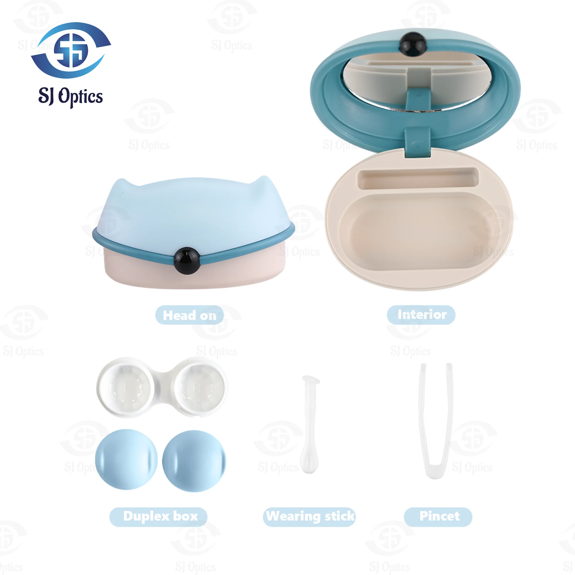 Caja contenedora de lentes de contacto con forma de zorro para mujer, Mini ojos encantadores, accesorios de viaje, alta calidad