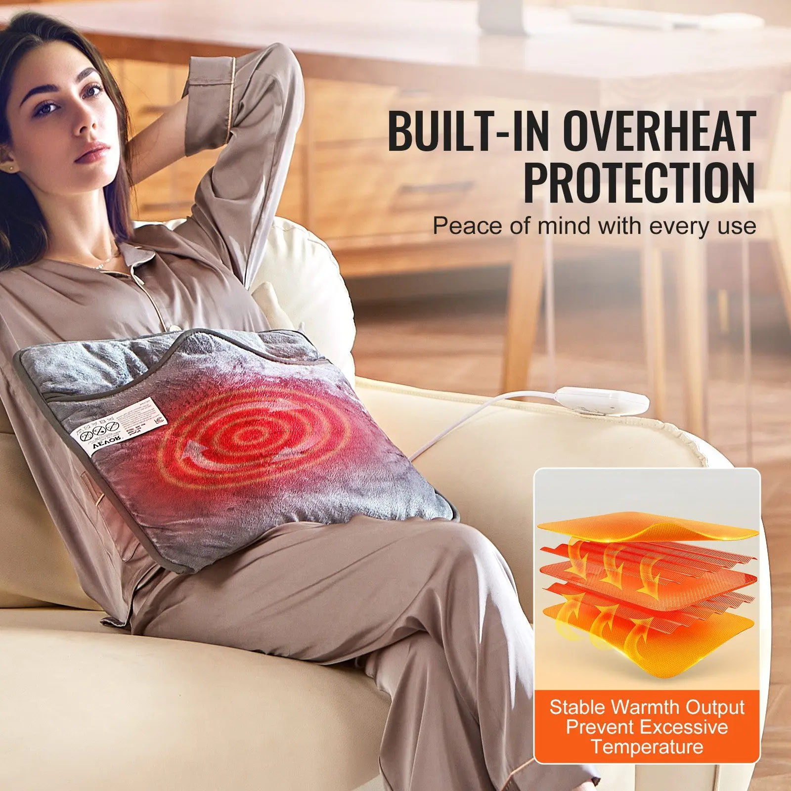 تسخين كهربائي مزدوج الجوانب جهاز تدفئة القدمين 15.4 بوصة × 15.0 بوصة وسادة تدفئة القدم واليد #6