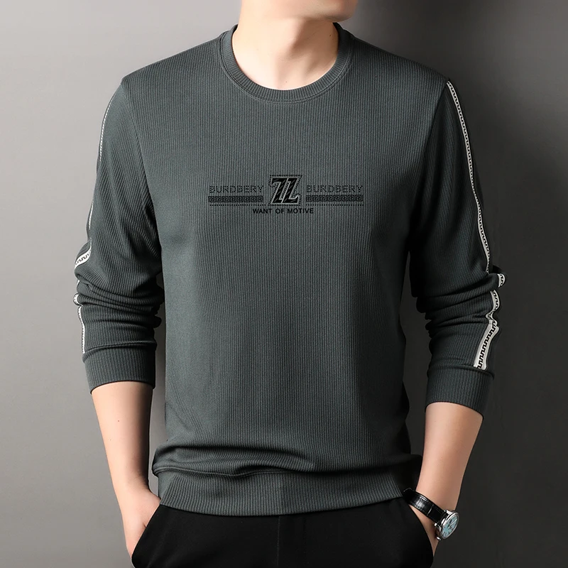 2024 Autumn Men\'s New Luxury Quality Designer Printed Classic Long Sleeve O-Neck T-Shirt Personalized Casual Comfort  Men\'s Wear