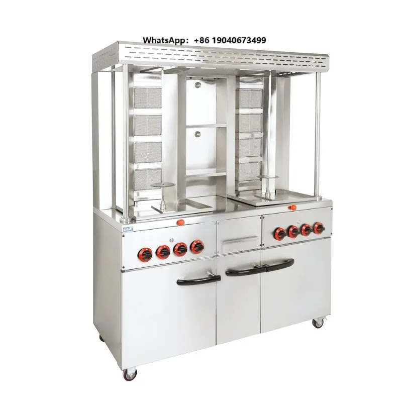 Vertical Double Headed Gas Shawama Machine Doner Kebab Bbq Grill Meat Cooking Grill Machine FWX