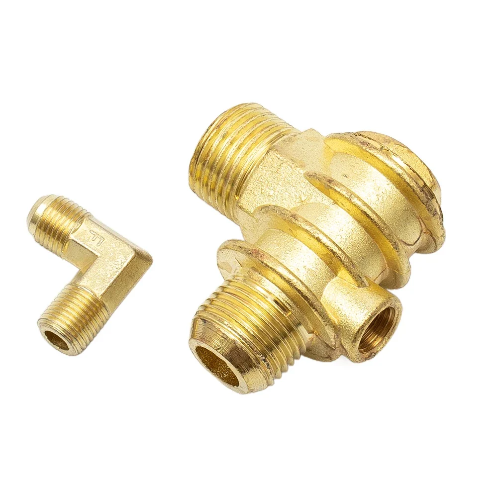 Air Compressor 3-Port Check Valve Brass Male-Threaded Workshop Replacement  Check Valve Connector Tool 20x19x10mm