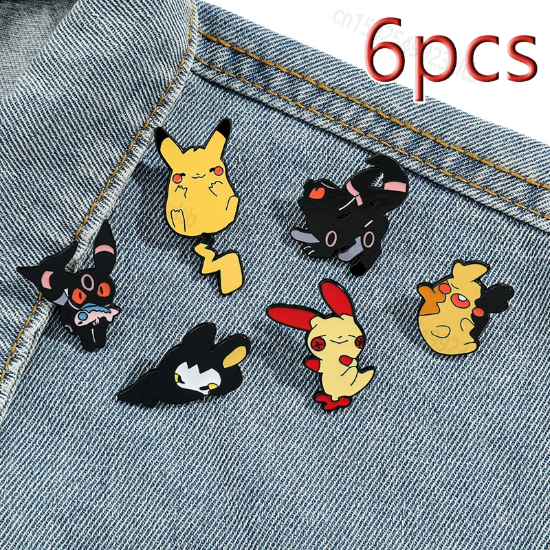 Pokemon Brooch Cartoon Anime Action Figures Pikachu Charizard Mewtwo Enamel Jewelry Clothes Bags Pins Children Birthday Gifts