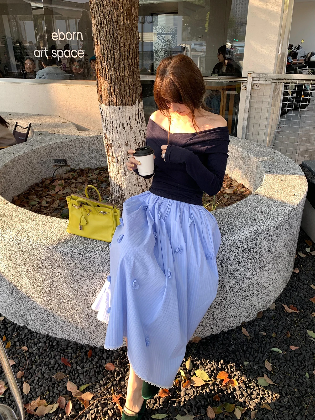 

Повседневная весенняя юбка ручной работы с полосками в стиле «морская соль» и узором «гиацинт», универсальная корейская хлопковая юбка А-силуэта