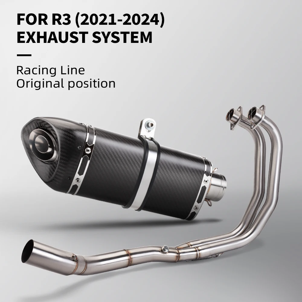 ل YZF R3R25MT03 R3 (2021-2024) دراجة نارية العادم الهروب دراجة نارية نظام كامل الأمامي والوسط ربط الأنابيب 51 مللي متر عيار