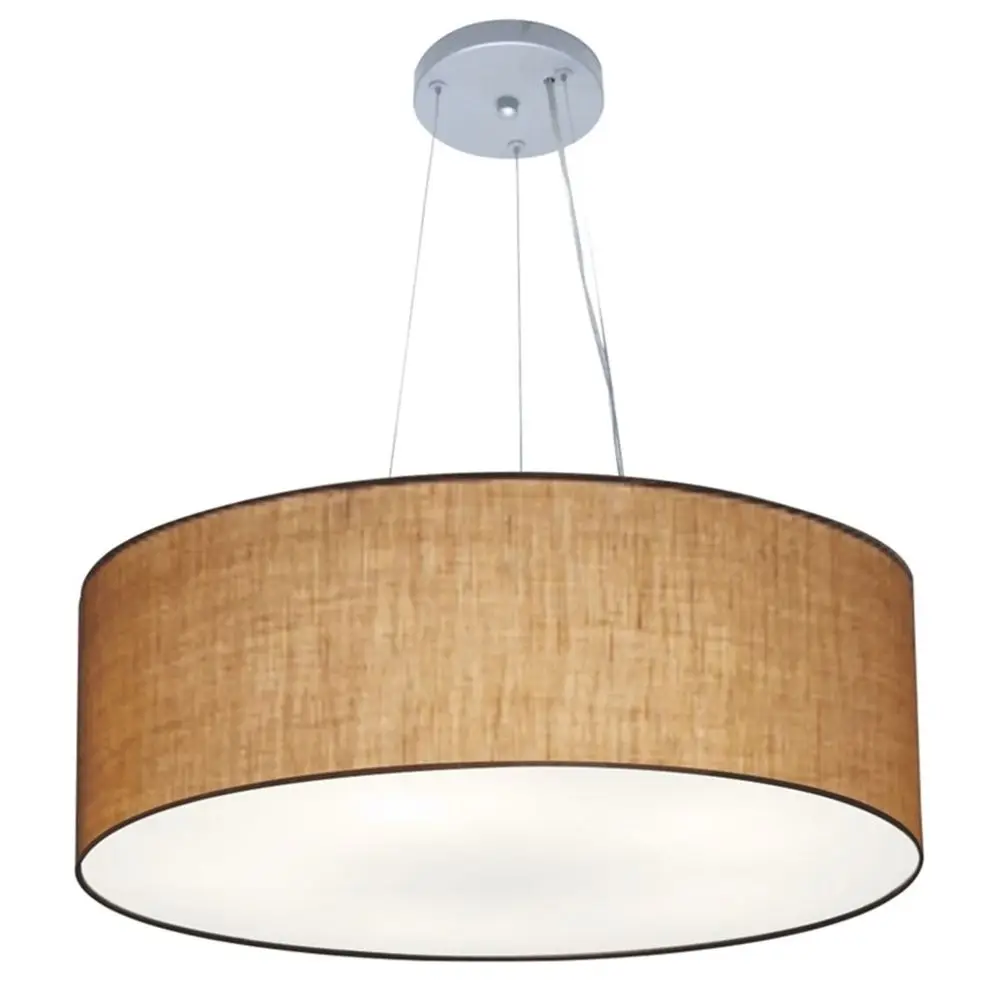 Md-4010 Dome Fabric 60x21cm Straw-Bivolt Chandelier Cylindrical Pendant