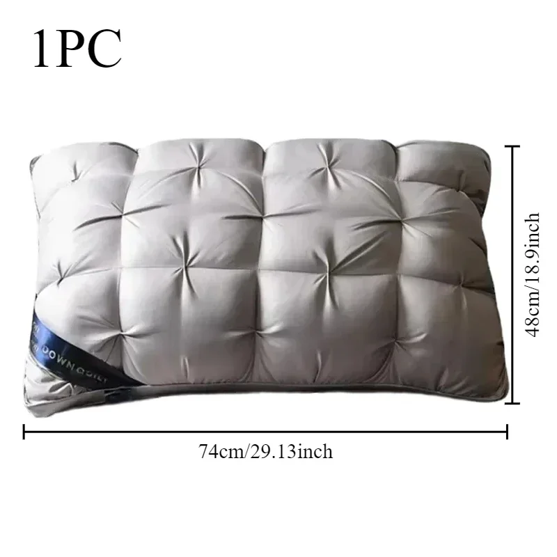 100% Cotton 3D Style Rectangle Pillow Luxury White Goose Down Pillows Down-proof King Queen Bedding for You Lover Gift 48x74cm