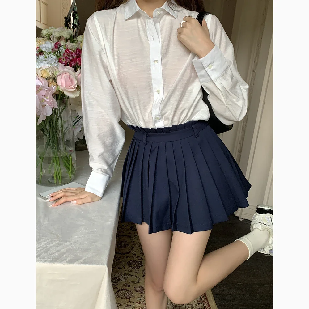 

Japanese Fashion Girls Mini Skirts Pleated High Waist Invisible Zipper at Side High Quality Sweet Lady Skirt