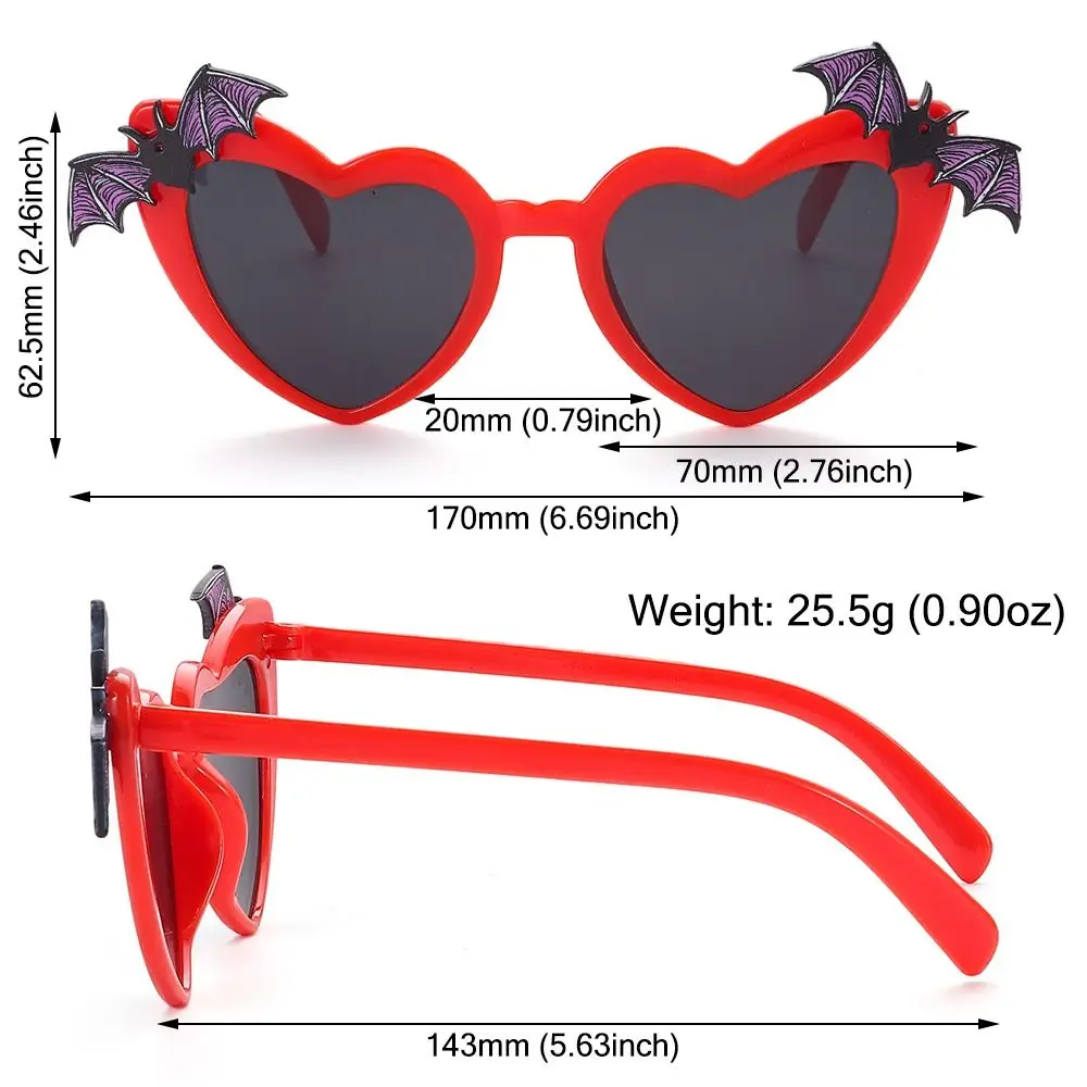 Kacamata hitam bentuk hati, kacamata hitam dekorasi pesta disko, kacamata matahari Kostum Halloween untuk wanita