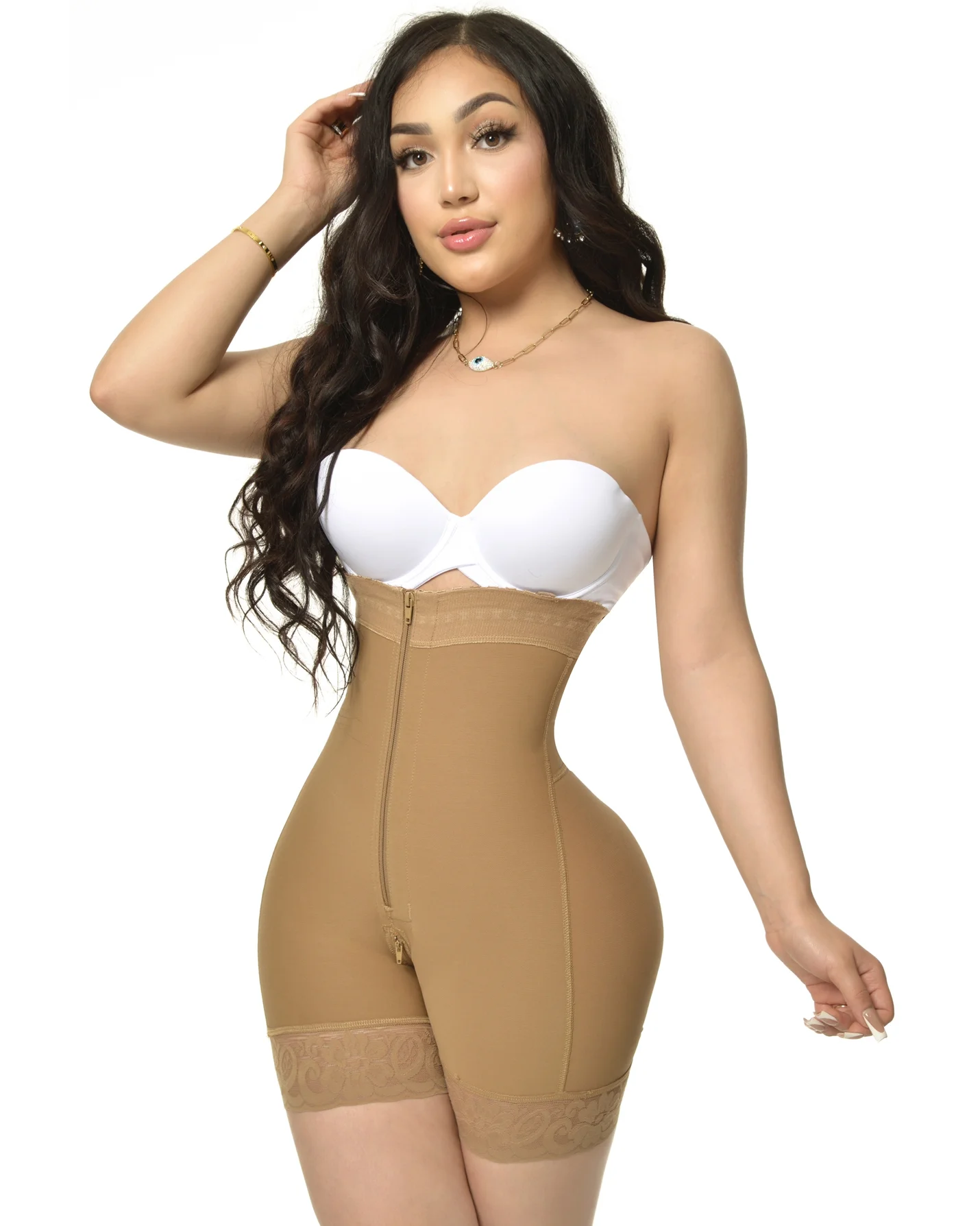 

Fajas Colombiana Girdles Body Shaper Compression Waist Trainer BBL Post Front crotch zipper detachable shoulder strap lift pants