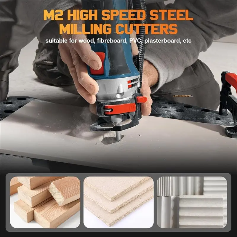 A36T-Da utilizzare con seghe a spirale e utensili elettrici 50 punte per router per cartongesso HSS da 1/8 di pollice, punte da taglio con punto guida