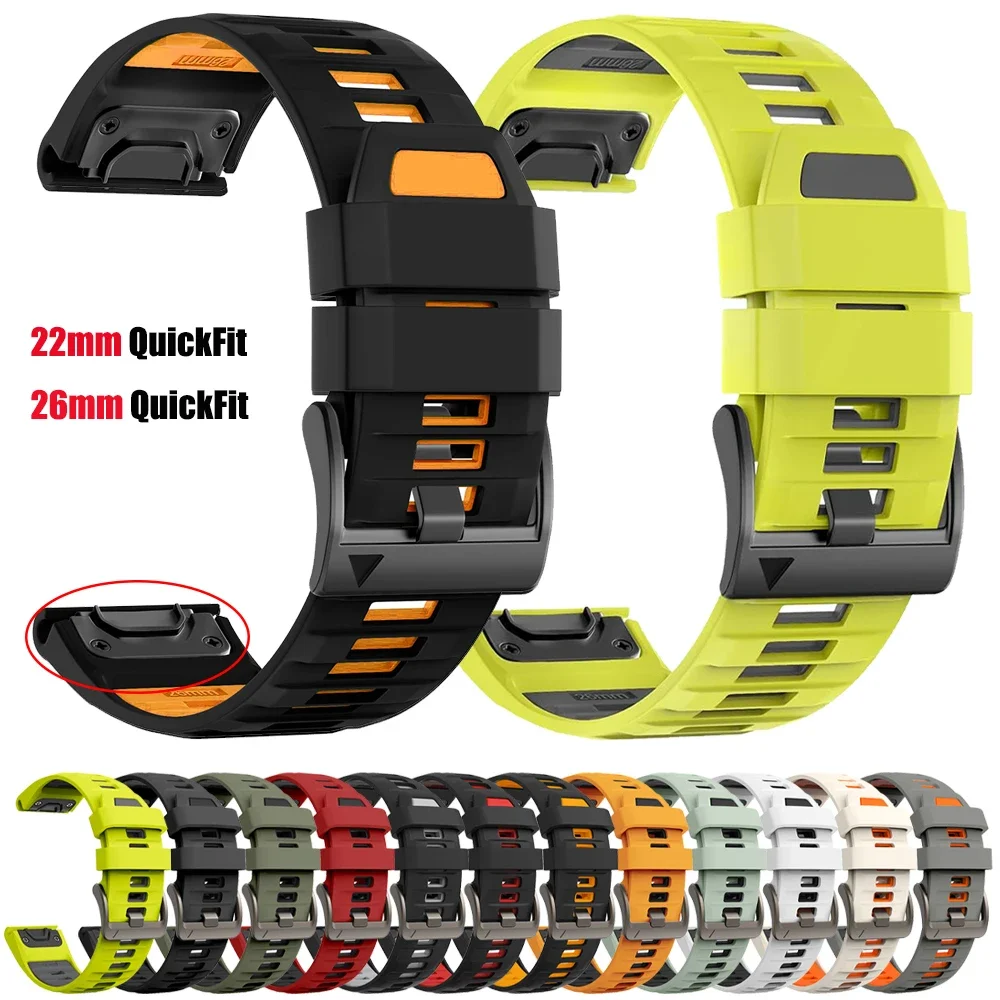 QuickFit 22 مللي متر 26 مللي متر سيليكون حزام ل Garmin Fenix 8 الرياضة الأصلي سيليكون 1:1 معصمه ل Garmin Fenix 7 7X 6X Pro 5X Ban #1