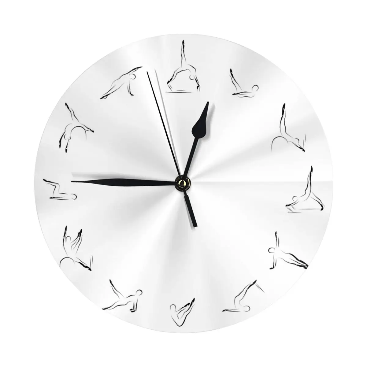 

Classic Round Wall Clock Pilates Poses Clock Design Battery-Operated Analog Clock with Clear Numbers for Easy Time Reading