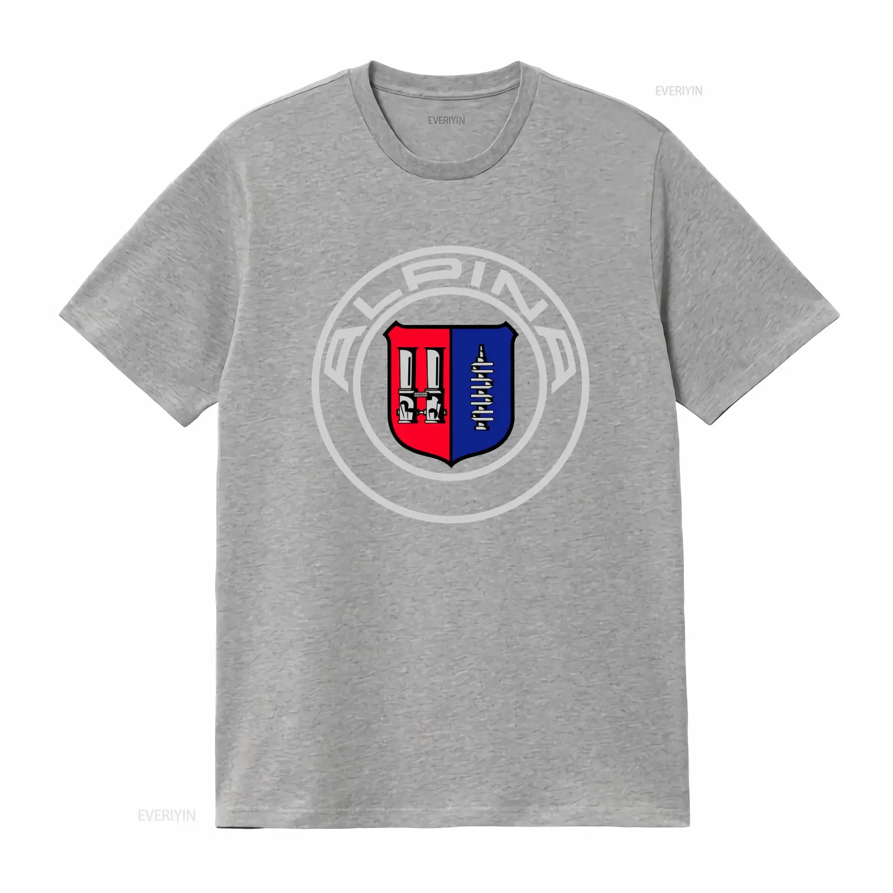 T-shirt with black engine design for car enthusiasts, retro washed, multifunctional, stretchable, soft and fashionable