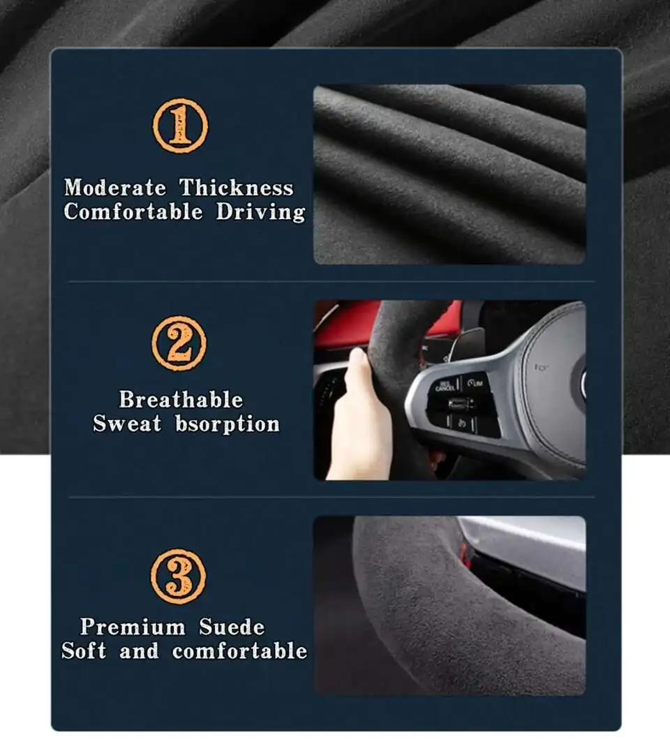 Für Honda Civic 9 2012 2013 2014 2015 Auto-Lenkradbezug Geflochtenes Wildleder Autozubehör Auto-Innenausstattung – Detail 3