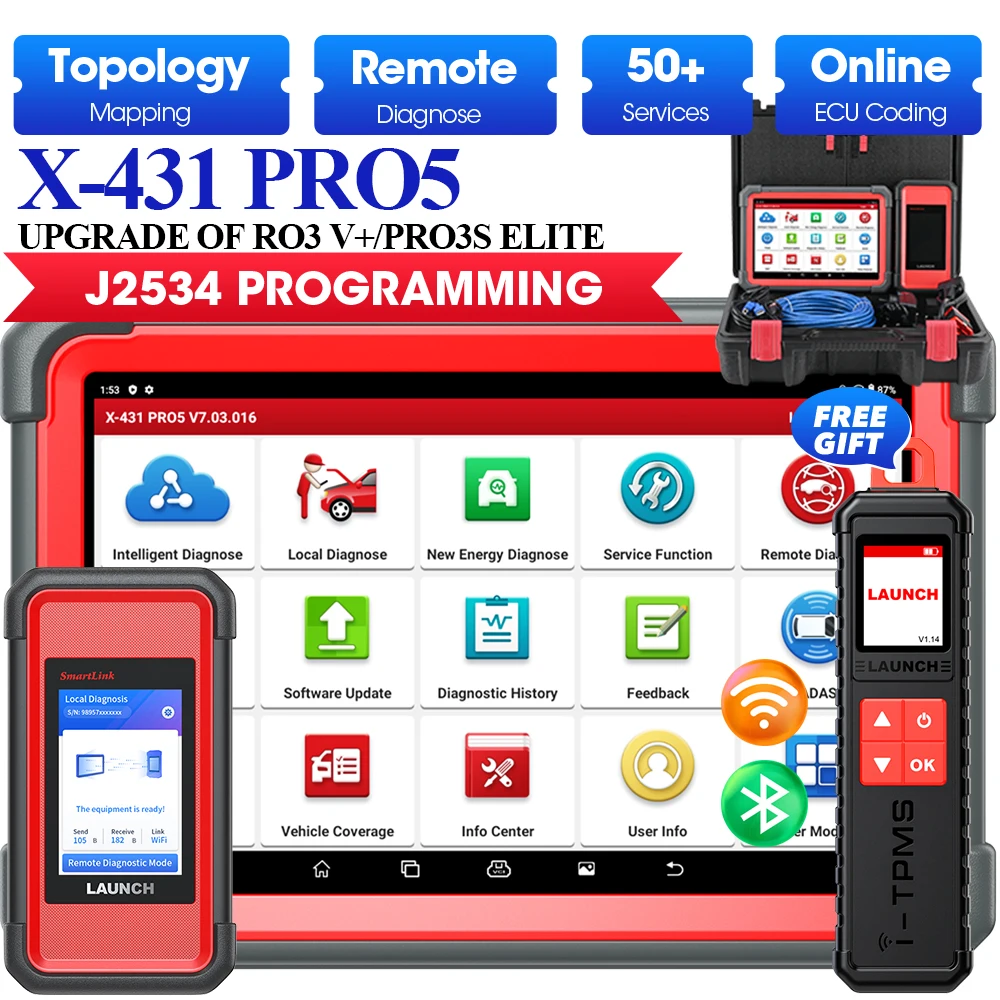 

LAUNCH X431 PRO5 Диагностические инструменты PRO5 Инструмент программирования ECU со сканером J2534 SmartLink OBD2 Инструмент запуска OBDII