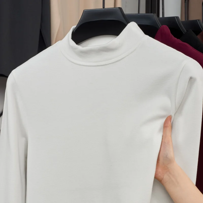 Basic Bottoming Plain T-shirt Fashion Men's Casual Slim Fit Basic Turtleneck High Collar Pullover Male Autumn Spring Thin Tops