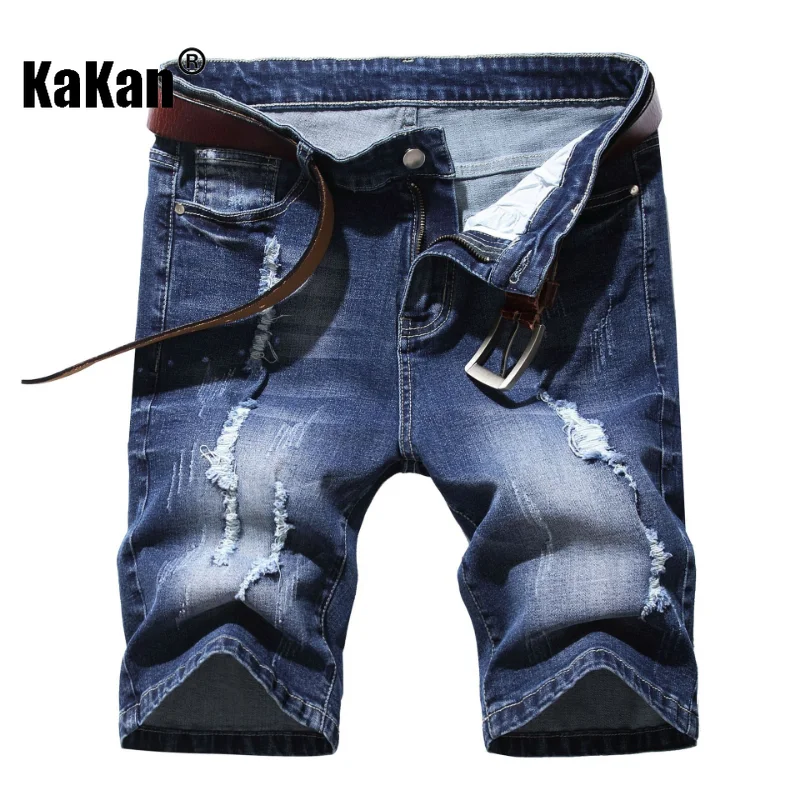 

Kakan - European and American Summer New Torn Denim Men's Clothing, Men's Denim Capris Jeans K21-329