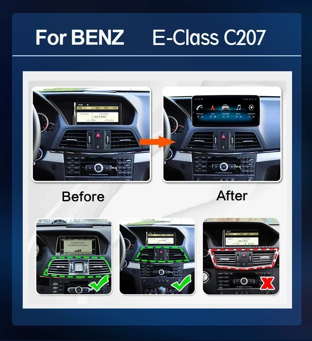 Android 13 CarRadio For MERCEDES BENZ E Class E-Class C207 W207 A207 2009-2016 Wireless Carplay Multimedia Player 4G Wifi