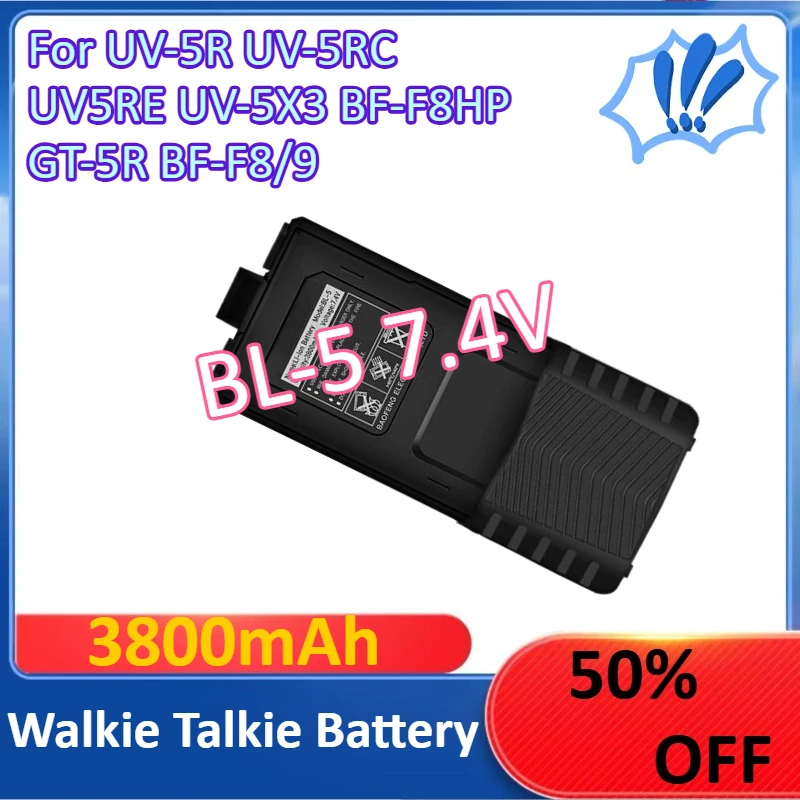 

3800mAh BL-5 7.4V Two Way Radio Walkie Talkie Battery For UV-5R UV-5RC UV5RE UV-5X3 BF-F8HP GT-5R BF-F8/9
