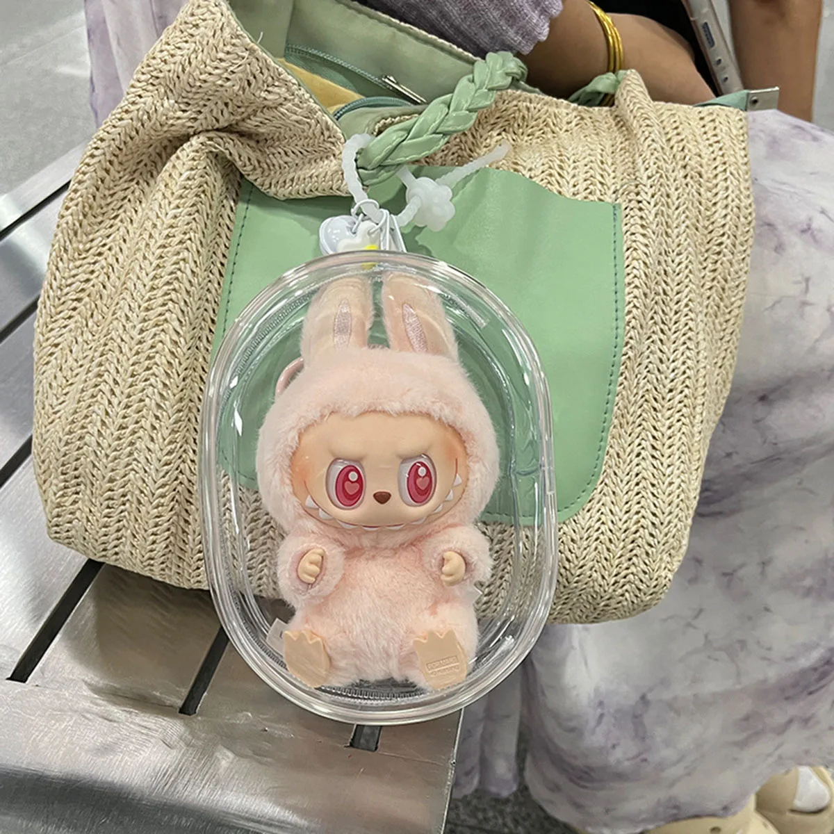 โปร่งใสกล่องเก็บกระเป๋าพวงกุญแจกระเป๋าน่ารักตุ๊กตากระเป๋าสําหรับ Labubu ตุ๊กตาแคปซูลแพคเกจ