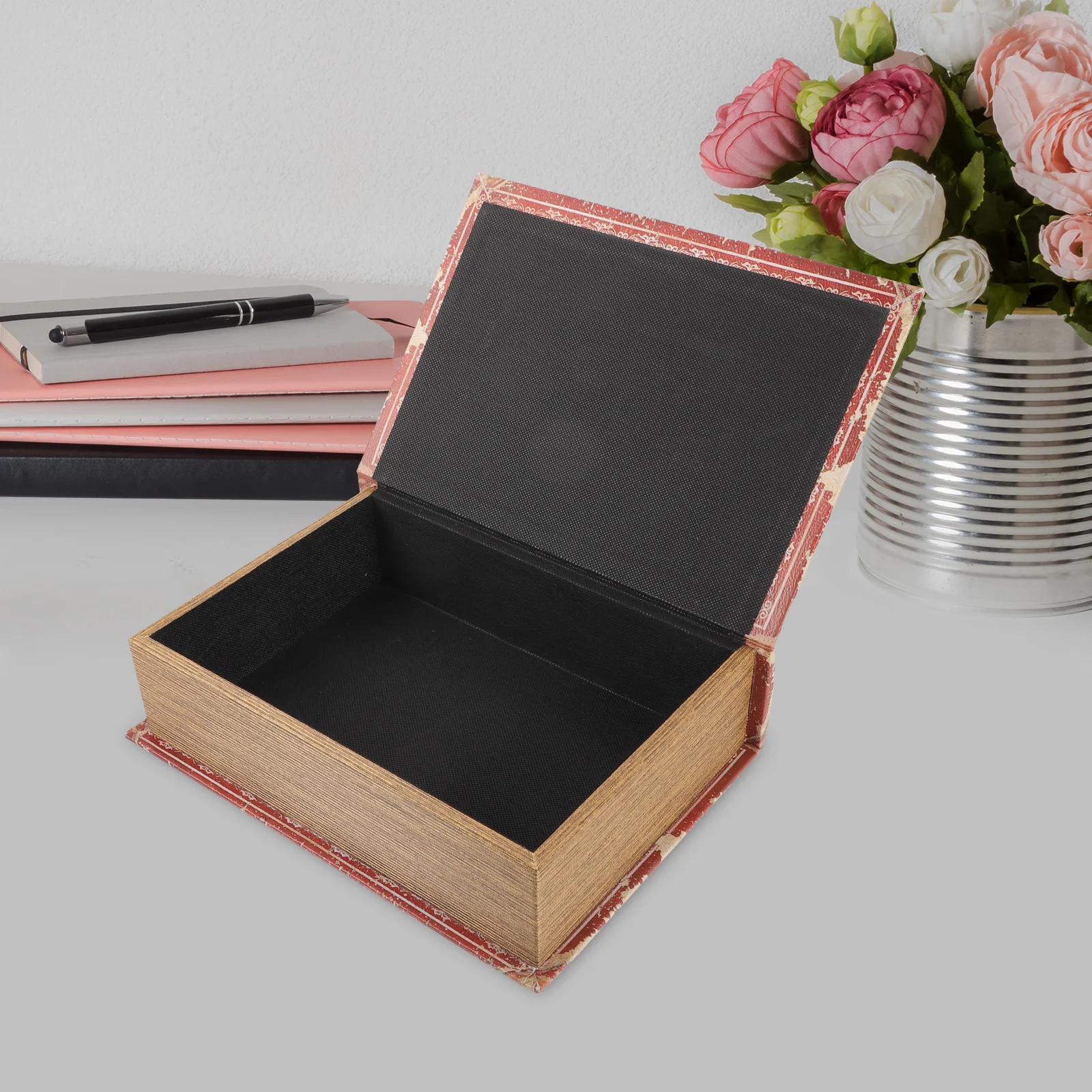 

Vintage Wooden Home Decor Book-Shaped Storage Organizer Decorative Coffee Table Side Table Decoration Bookshelf Prop Faux Box