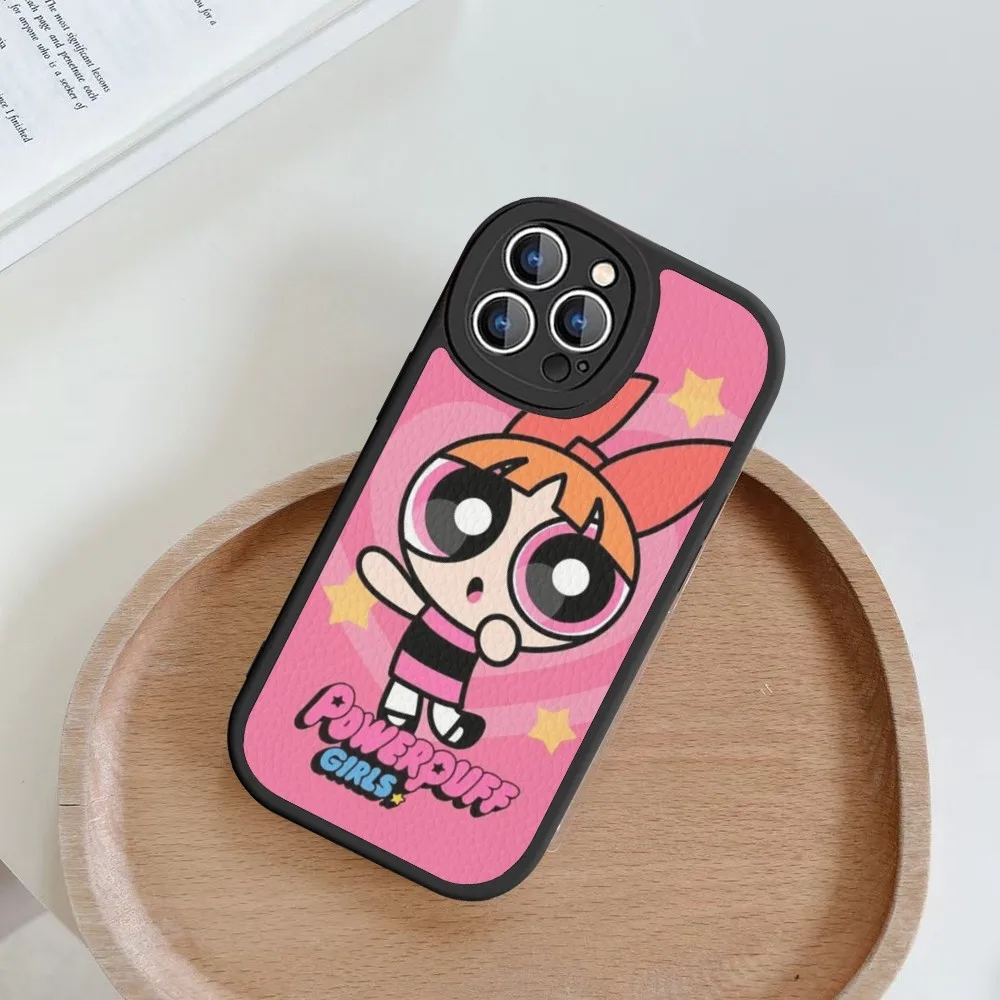 Girls policeman Power-puffes Phone Case Hard Leather For iPhone 14 13 12 Mini 11 14 Pro Max Xs X Xr 7 8 Plus Fundas