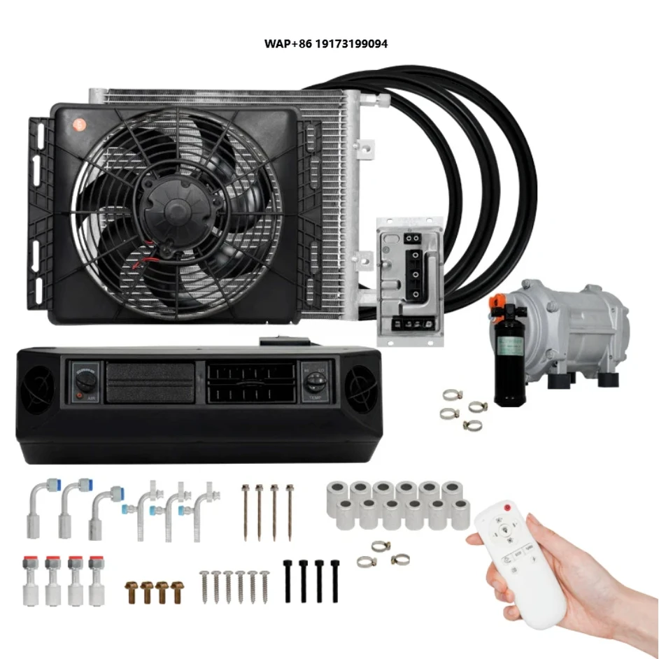 

12V/24V DC Semi-closed Horizontal Scroll Compressor Aluminum Alloy Auto Under-Dash EVaporator Car Air Conditioner Kit 850W