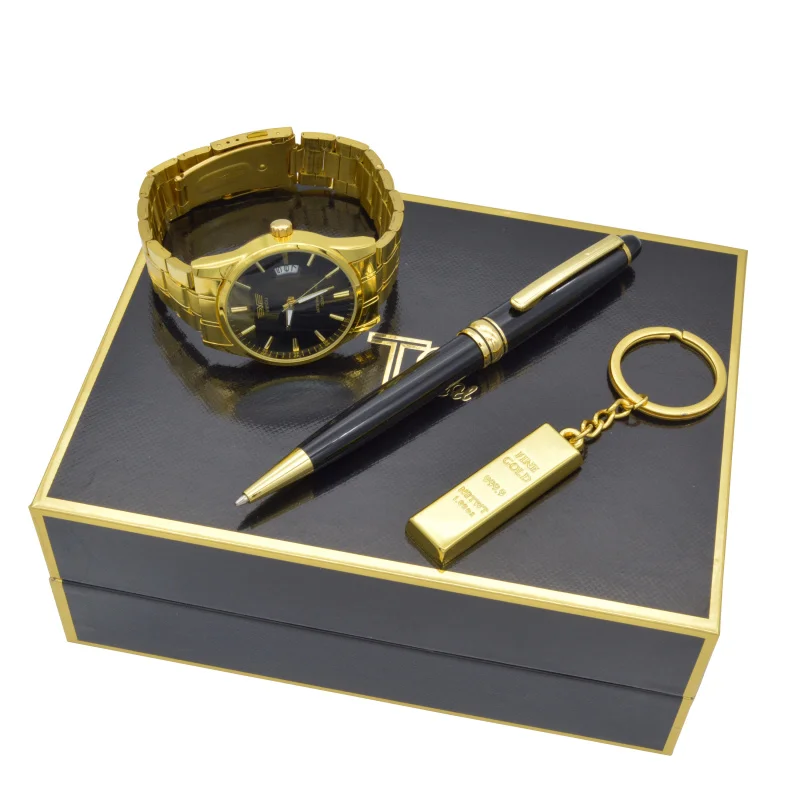 

2025customized.Top Quality Fashionable Ball pen and Keyring and Watch Business Set