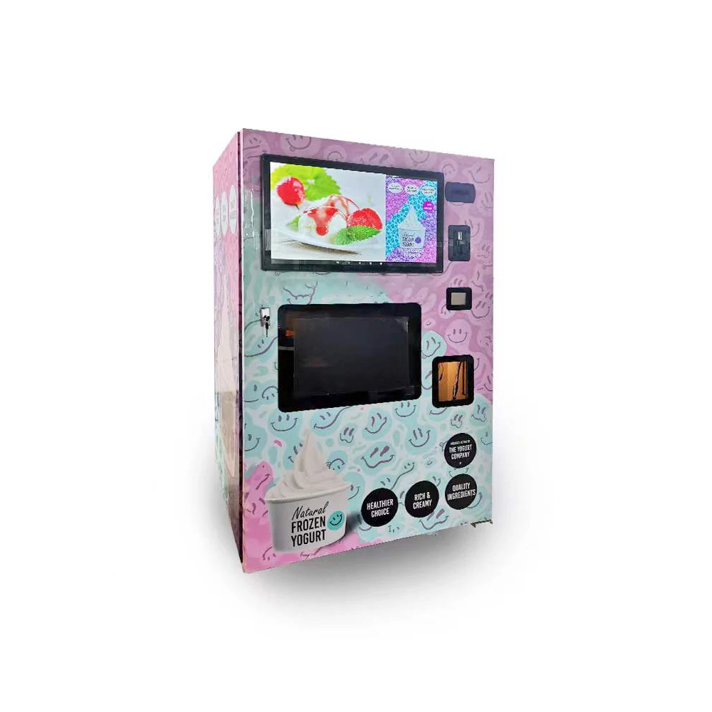 1500W Ice Cream Vending Machine - Intelligent Glass Automat (70g/Cup Adjustable, Touch Screen, Self-Service, Commercial Use）