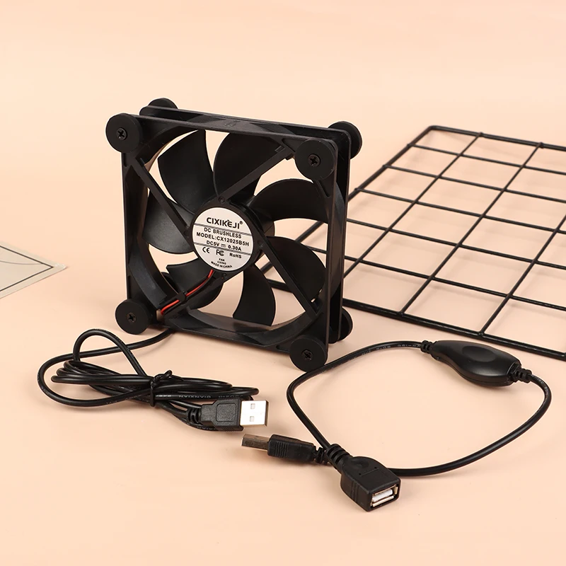 120Mm 5V Usb Ventilator Aangedreven Pc Router Fans Met Traploze Snelheid Controller Hoge Luchtstroom Koelventilator Voor Router Modem Ontvanger
