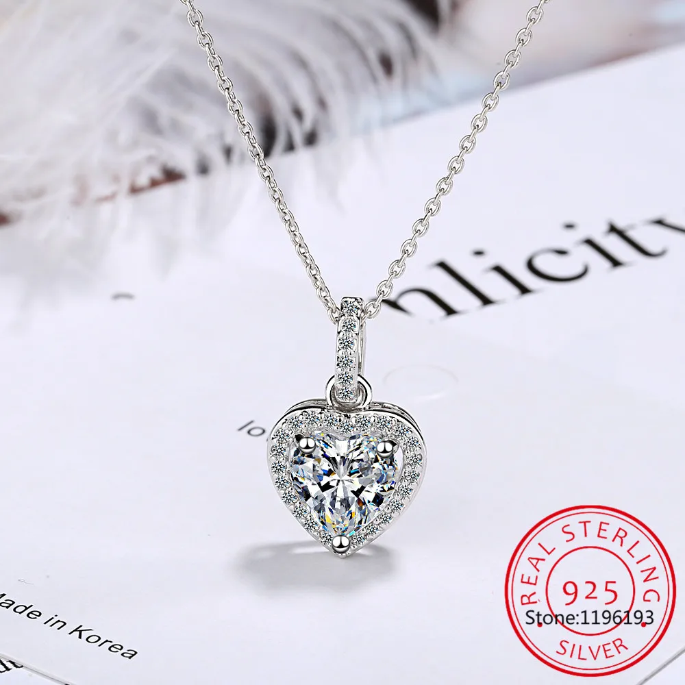 925 Sterling Silver 4 Carat D Color Heart Moissanite Pendant Necklace For Women Sparkling Pink Gemstone Party Fine Jewelry