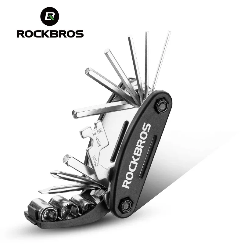 ROCKBROS 16-in-1 Multifunktionales Fahrrad-Reparaturwerkzeug-Set Tragbare Sechskant-Speichenschlüssel Schraubendreher Fahrrad-Einstell- und Reparaturwerkzeuge