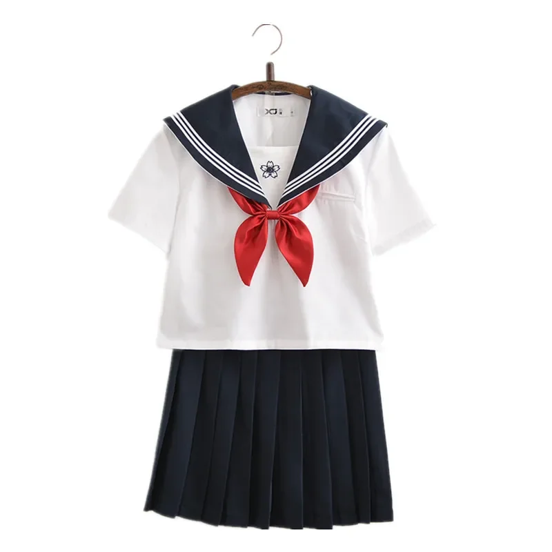 JK-Ensembles uniformes scolaires pour filles, broderie Sakura, automne, lycée, femmes, nouveauté, olympiques de marin, média