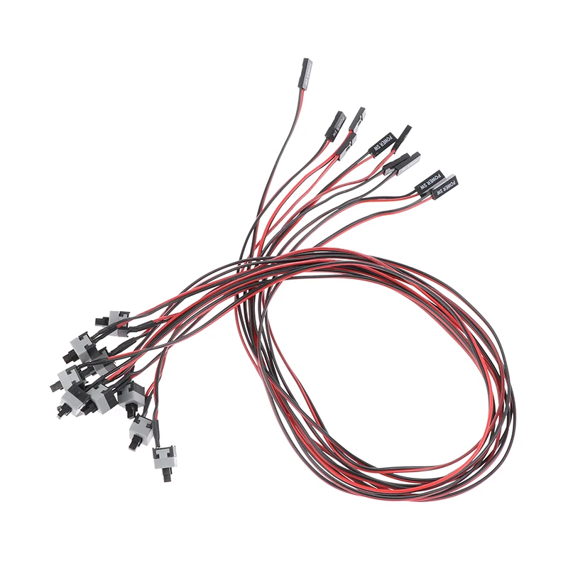 10pcs50cm Power Button Switch Cable for PC Switches Reset Computer Push Button