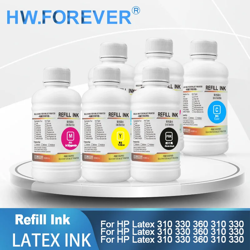 Cartucho de Tinta Látex Recarregável 250ML 831 789 792 871 821 para Impressoras HP Latex 310 330 360 370 375 560 570 L25500 L26100