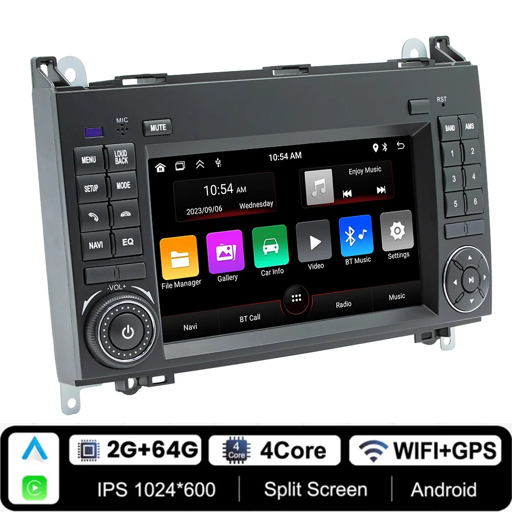 

7-дюймовый автомобильный радиоприемник Carplay 2Din Android 12 для Mercedes Sprinter Benz B200 Vito W639 Viano B Class W169 W245 W209 2004-2017 DSP 4G