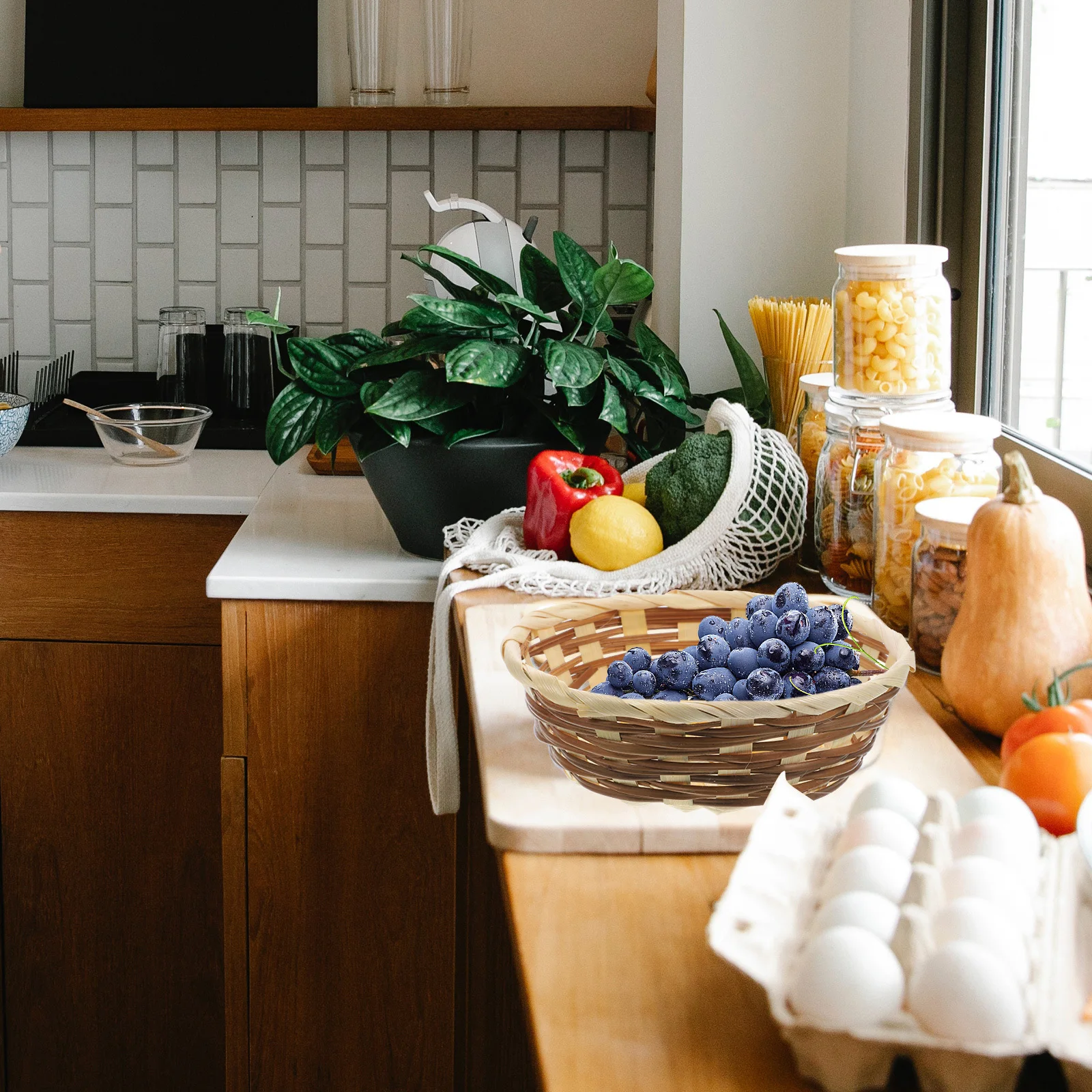 

3Pcs Bamboo Fruit Baskets Handmade Woven Storage Containers for Home Snack Dessert Serving Organizers Bamboo Basket