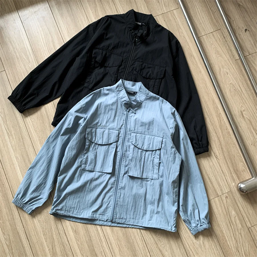 

Тонкая быстросохнущая куртка Wildthings с карманами-карго и воротником-стойкой, унисекс, высококачественная, с эффектом потертости, для активного отдыха, свободного кроя