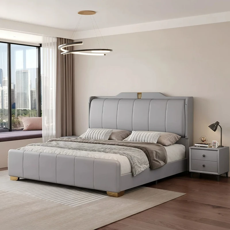 ^Single Bedroom Bed Luxury Headboards Sleeping Children Modern European Bed Design Double Letto Matrimoniale Trendy Furniture