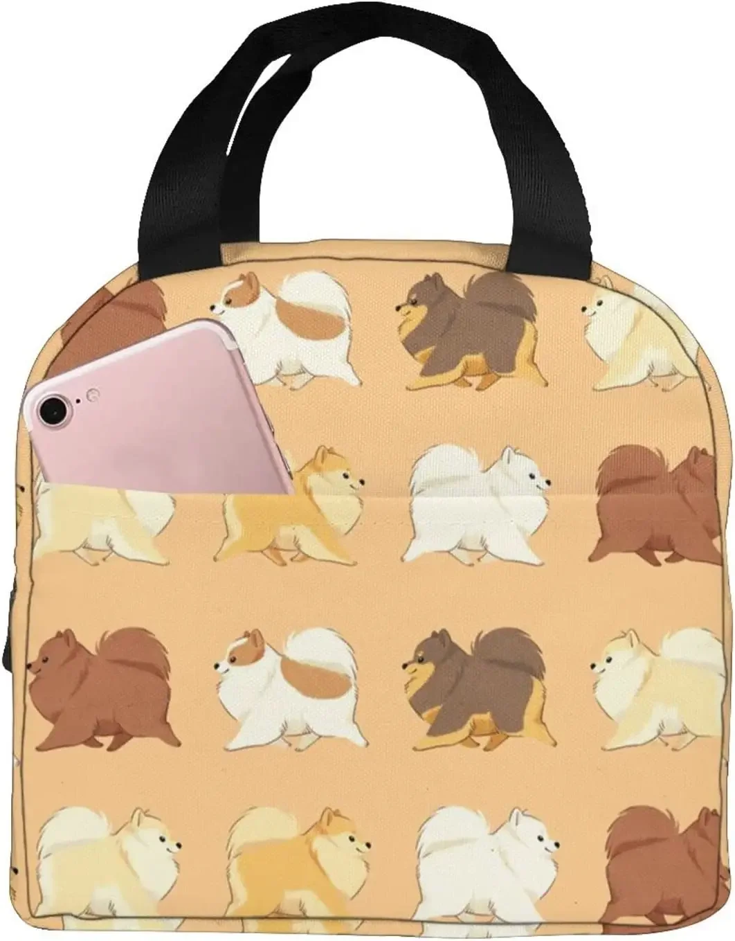 Walking Pomeranian Insulated Portable Lunch Tote Bag ?Multicolor Keep Warm Cooler Lunch Bag Lunch Box for Hiking Beach Picnic