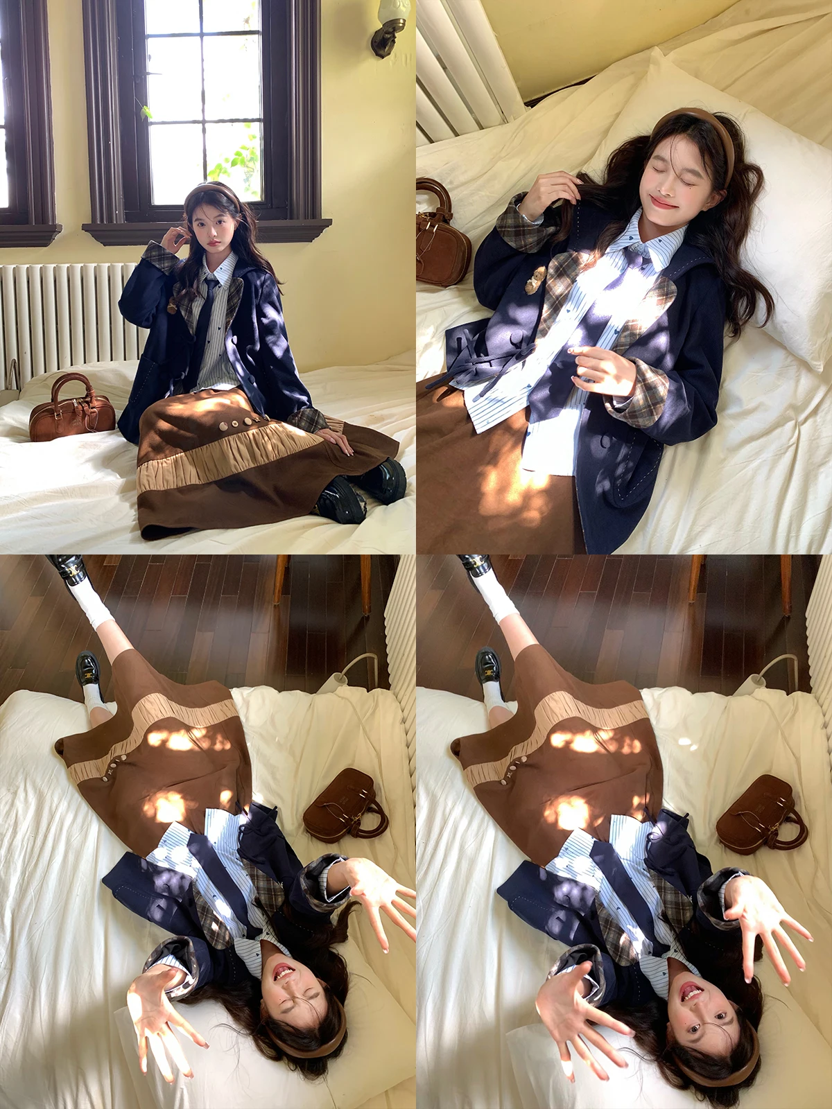 Sweet School orm Sle Damenmantel aus Cord, Sternenblau, Herbst, Neuankömmling, Polyesterfaser, lange Ärmel, Einzelknopf