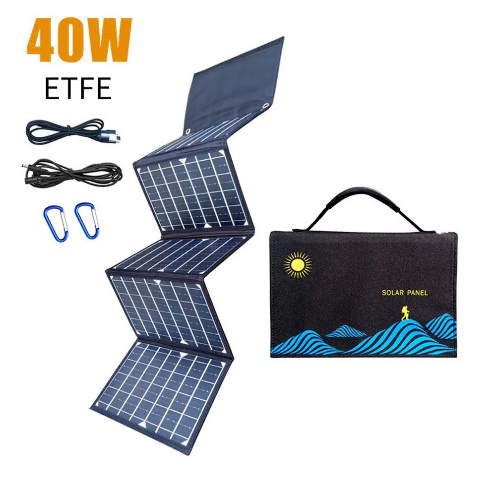 Mobile Phone Folding Solar Charging Panel 30W 40W50W ETFE Solar Panel Folding Camping Charger Bank Outdoor Cycling