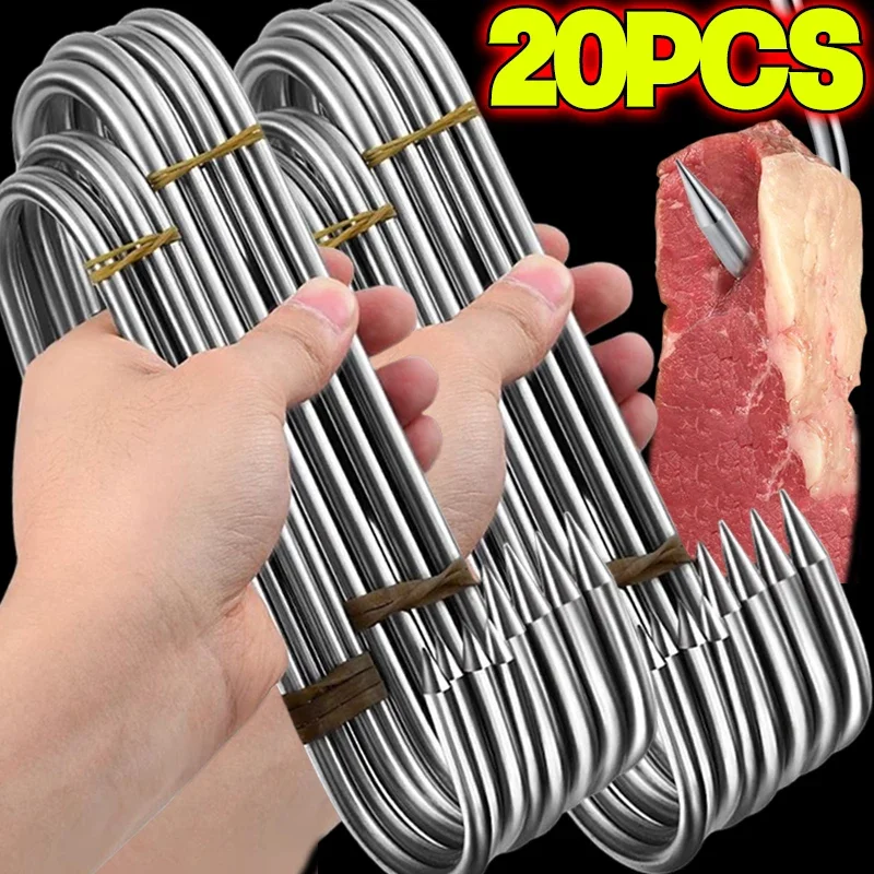 20/10PCS Stainless Steel S Hooks with Sharp Tip Utensil Meat Clothes Hanger Hanging Hooks for Butcher Shop Kitchen Baking Tools