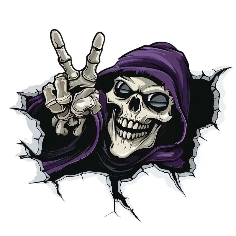 

Car Rear Window Decals Skull 3D Halloween Skeleton Decals Adhesive Halloween Window Decals Skull Car Hood Decals Stylish Skull