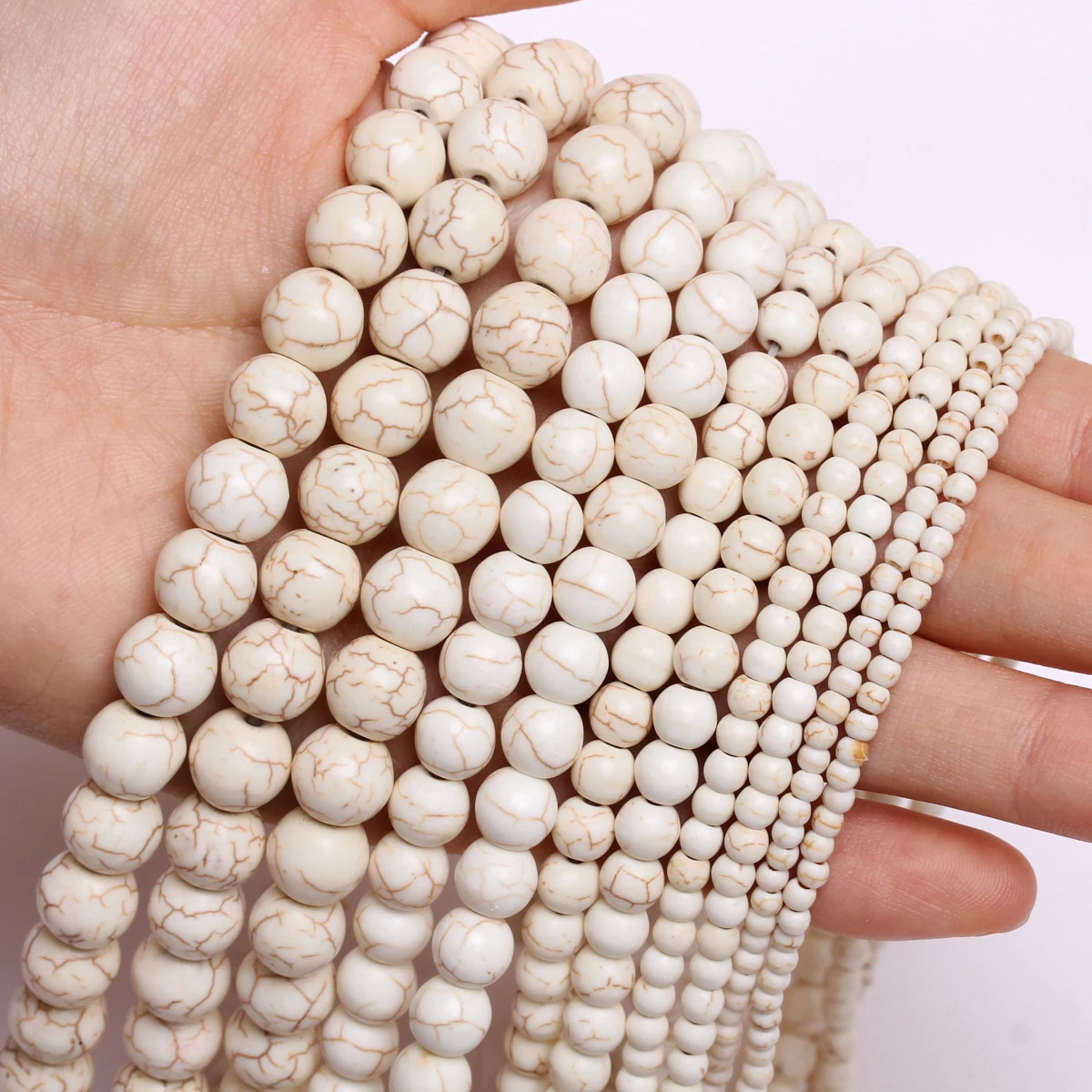 

Jewelry Making Accessories For DIY Bracelet Round Pendants Necklace Loose Beads White Turquoises Handmade Beading Material