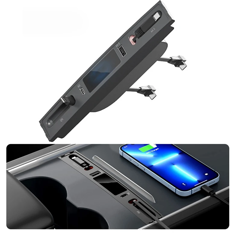 

Док-станция с телескопическим USB-концентратором для Tesla Model 3 Y 2021-2023, центральная консоль, быстрая зарядка, двойной PD, 27 Вт, прочный