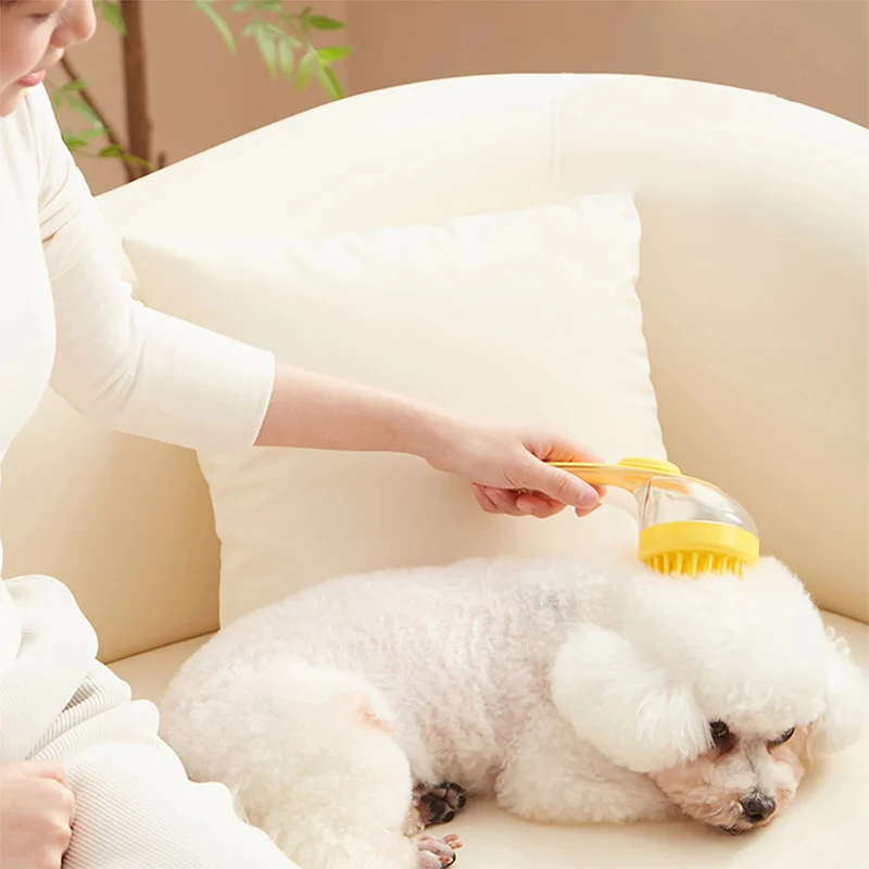 Comb for Dogs Bath Brush Dog Grooming Equipment Handle Press Massage Silicone Extended Pet Supplies Pets Cats Articles Products