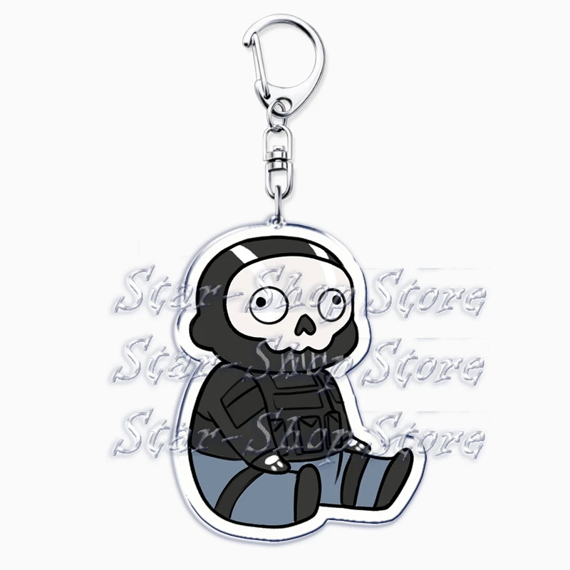 Cute Military Game Ghost Chibis Keychains for Accessories Cod Soldier Soap Simon Riley Keyring Jewelry Fans Friends Gaming Gifts view 4